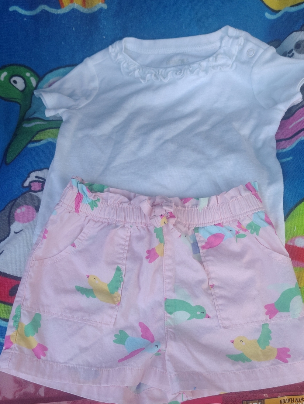 Garanimals White Tee with Pink Bird-Print Shorts